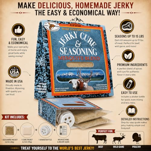 Hi Mountain MESQUITE BLEND Jerky Seasoning and Cure Kit | Beef & Venison | Bold mesquite smoke flavor, perfect jerky seasoning for deer, elk