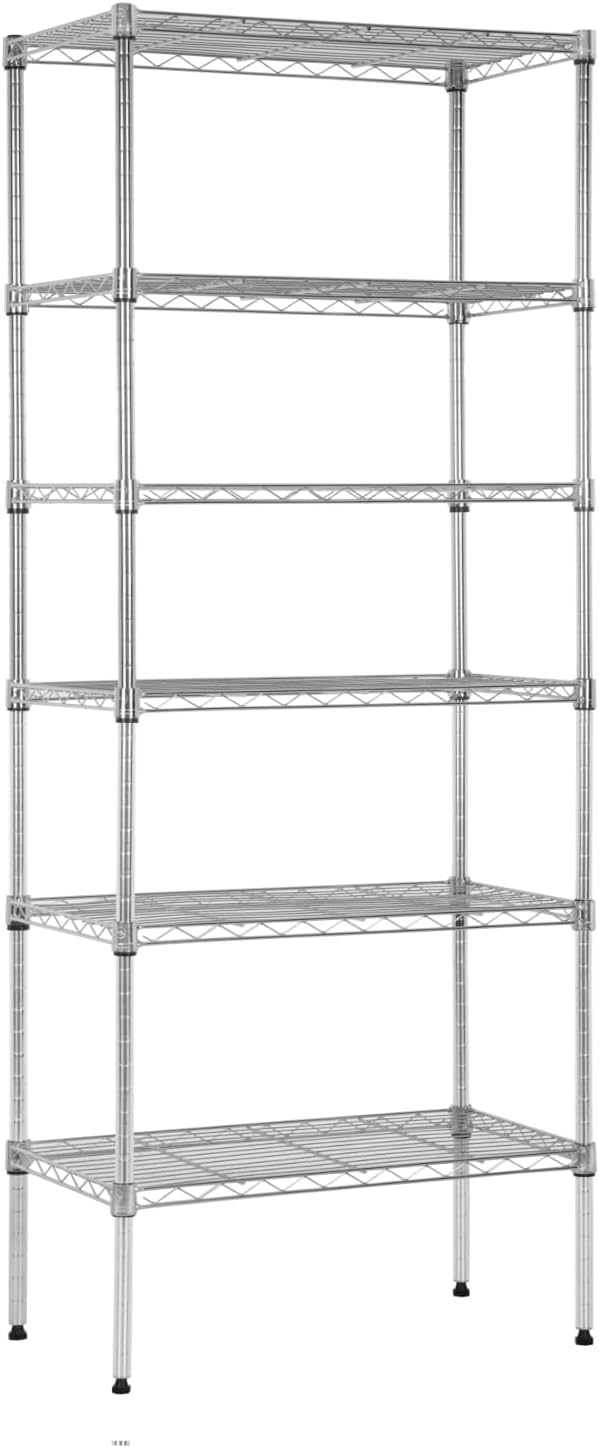 PayLessHere | 6-Tier Wire Shelf with Wheels | 45"x18"x82" | Black
