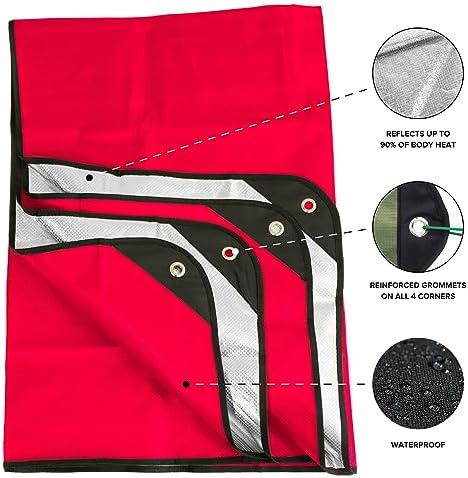 Arcturus Insulated Tarp, Reusable Heavy Duty Thermal Survival Blanket – 60x82in, Reflects 90% Body Heat, Waterproof, Windproof, 3-Layer Design, Reinforced Grommets, Olive Green | Reflective Mylar, Waterproof & Windproof, Reinforced Grommets for Tarp Setu…