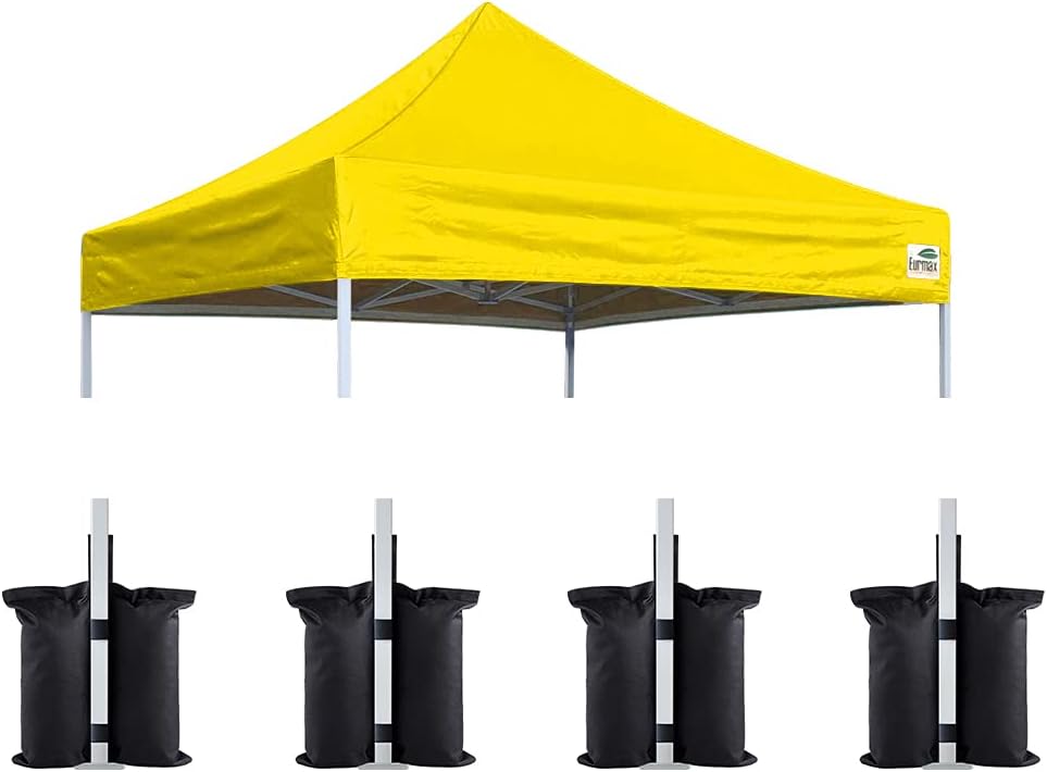 Eurmax USA 10x10 Pop Up Canopy Replacement Top,Universal Instant Canopy Cover ONLY,Heavy Duty UPF 50+ UV Protection,Water & Wind Resistant Tarp,30+ Colors Available,Bonus 4 Sand Bags (White)