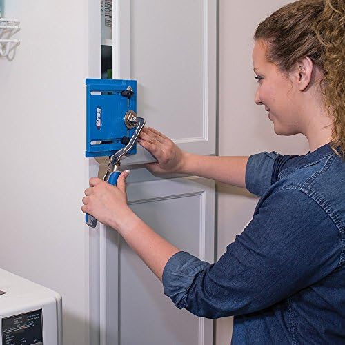 Kreg Cabinet Hardware Jig - Portable Straight Hole Drilling - Precision Drilling Without a Press - Moveable Edge Guide for Accurate Positioning