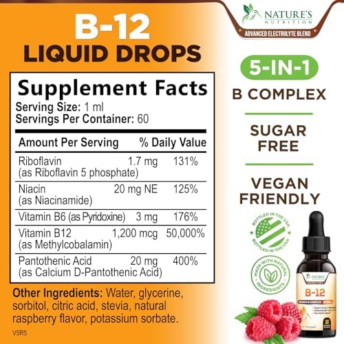 Vitamin B12 Drops - Extra Strength Methylcobalamin Super B Complex - B-12 Liquid Drops for Immune Support, Energy