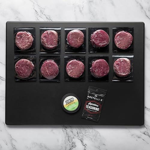Rastelli's Black Angus Beef Filet Mignon Steaks (10 ct) 5 oz Portions, With Butter, 3.125 lbs. Total