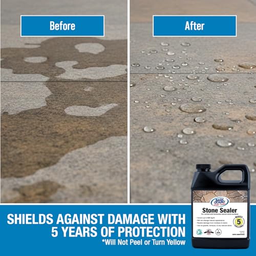 Rainguard Water Sealers Stone Sealer, Penetrating Protection Against Moisture Damage and Stains, for All Stone Surfaces, Silane/Siloxane Waterproofer, Natural Finish, Ready to Use, 5 Gallons | Silane Siloxane Waterproofer, Protects Against Moisture Damag…