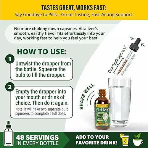 VitaLiver - Liver Health Supplement - Support Liver Cleanse & Detox - Liquid Delivery for Absorption - Milk Thistle, Artichoke, Chanca Piedra, Dandelion & More!