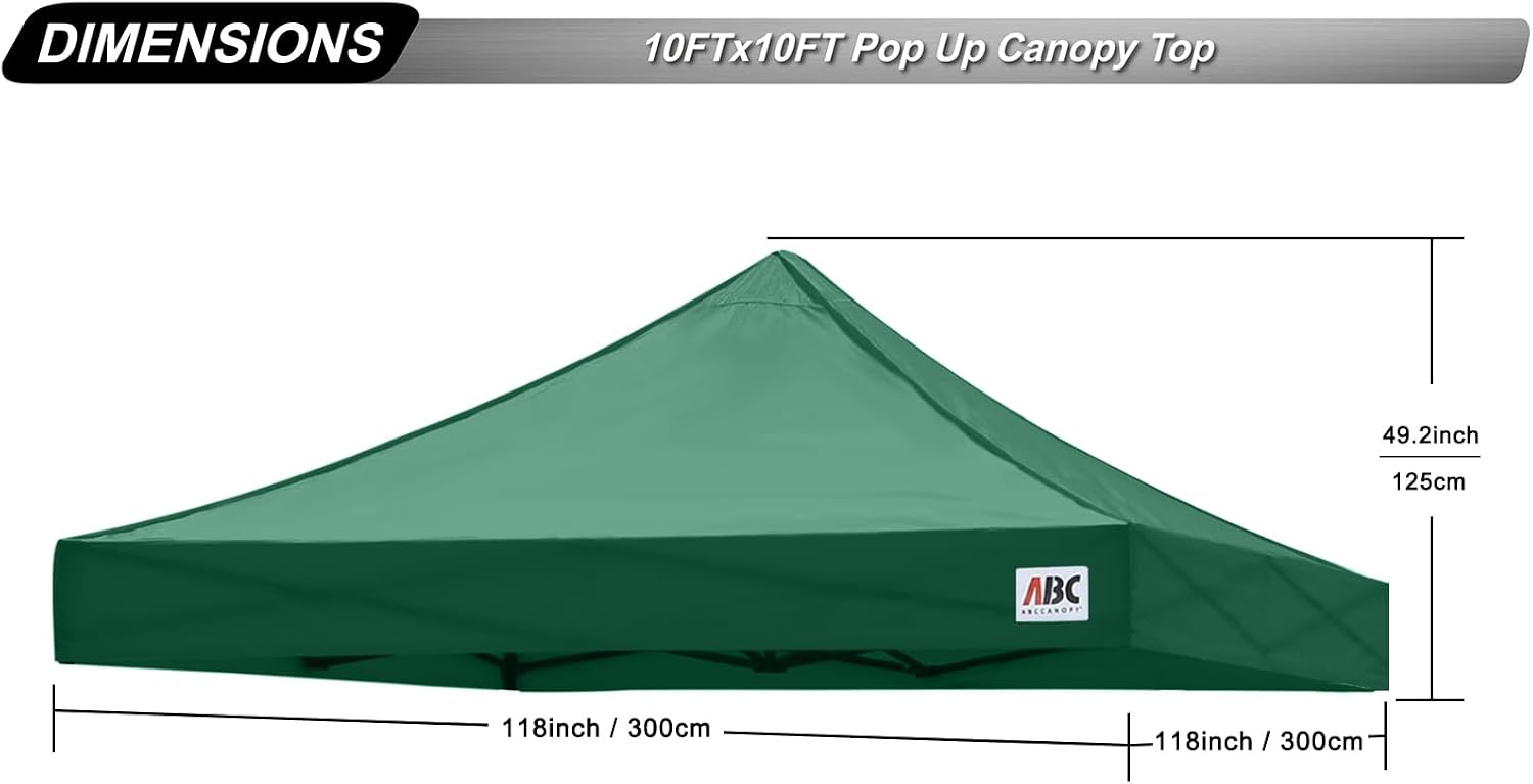 ABCCANOPY Replacement Canopy Top for Pop Up Canopy Tent 10x10 White