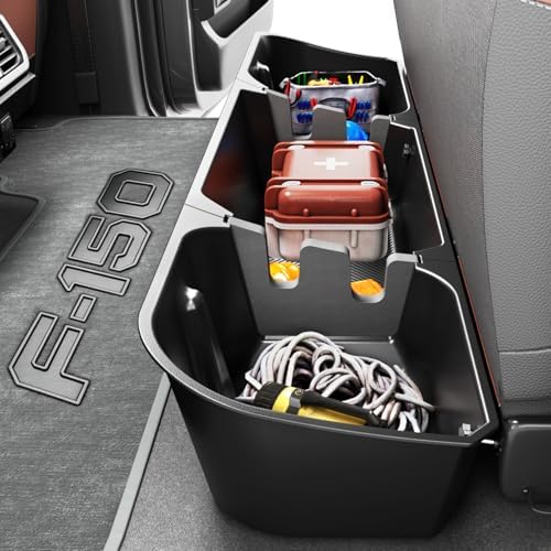 FengYu Under Seat Storage Box for 2015-2026 Ford F-150 F150 SuperCrew Cab | 2017-2026 F-250/F-350/F-450/F-550 Super Duty,F-150 Rear Underseat Storage Truck Organizer Tool Box