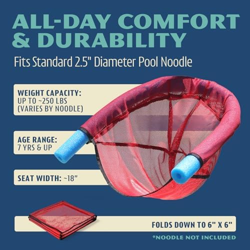 Floating Pool Chair for Adults & Kids – Mesh U-Shaped Noodle Seat for Swimming and Relaxing
