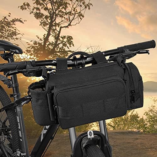 BraveHawk OUTDOORS Bike Handlebar Bag, 900D Nylon Oxford Multi-purpose Waist Bag Water Resistant Bicycle Cycling Pack (Black)