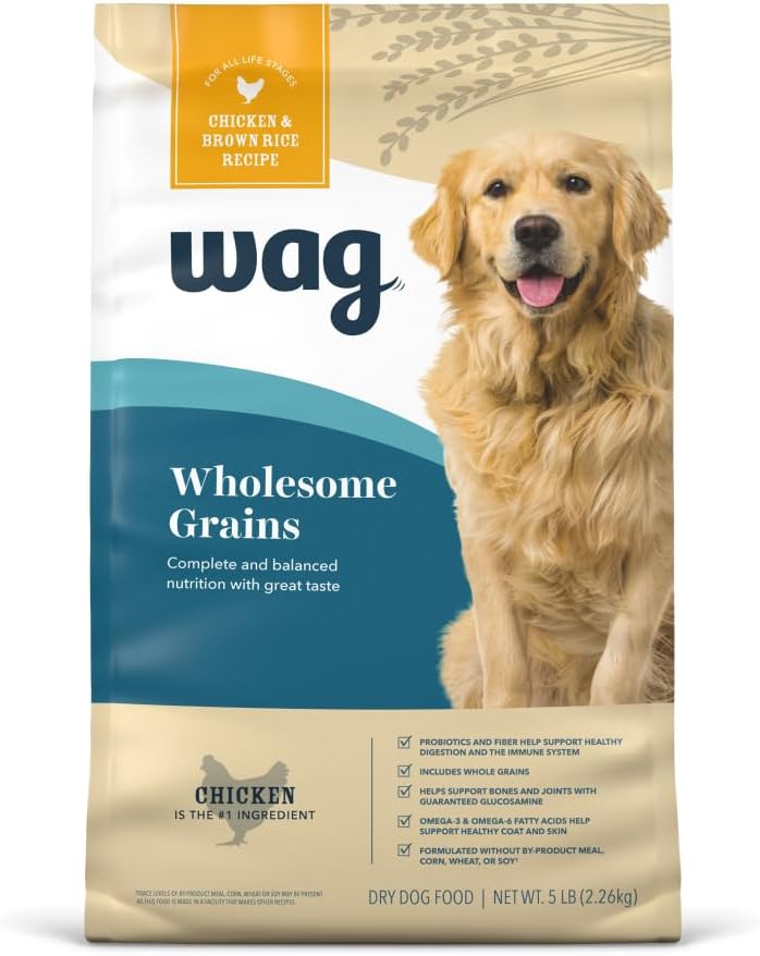 Amazon Brand - Wag Wholesome Grains Dry Dog Food with Salmon and Brown Rice, 30 lb Bag (Pack of 1)