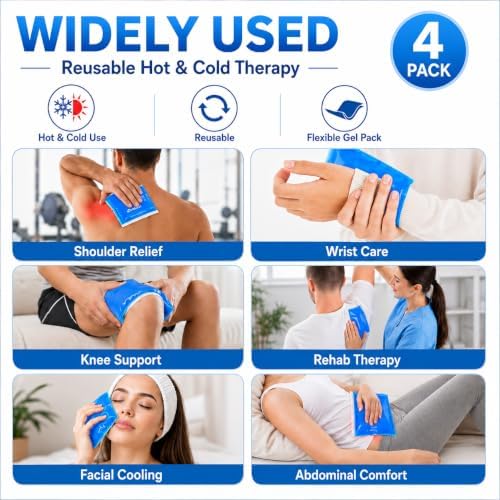 Soft Ice Packs Reusable Gel Pack 2, Hot and Cold Gel Ice Packs for Injuries, Headaches, Joint Pain Relief, Comfort Ice Pack Flexible Therapy on Neck, Ankle, Knee, Leg, Shoulder, Elbow, Wrist, Feet