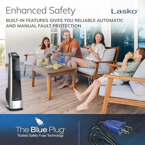Lasko High Velocity Oscillating Tower Fan - 35" - U35115 - Silver/Black