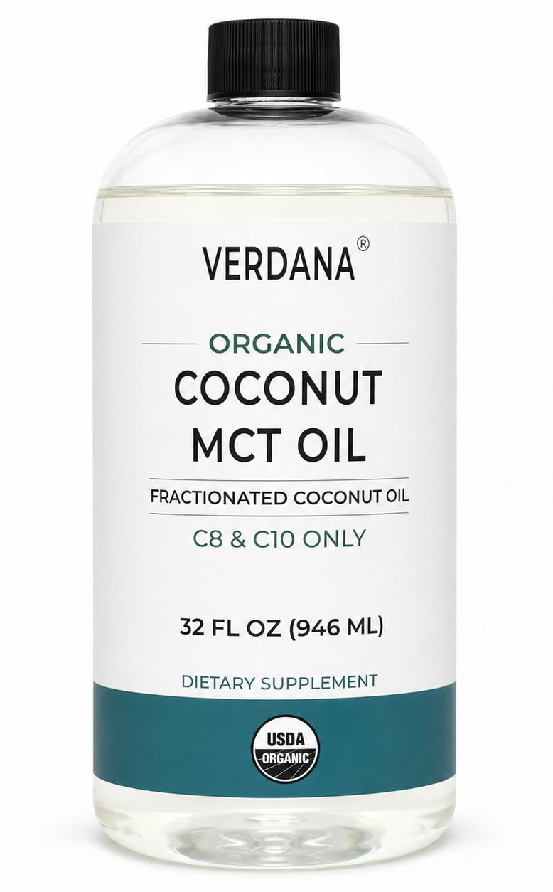 Verdana USDA Certified Organic Coconut MCT Oil –Fractionated Coconut Oil – No Palm Kernel Used – Kosher, Food Grade
