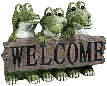 Design Toscano EU10544 Ragin' Cajun Crocodile Welcome Statue,Full Color 11.5"Wx7.5"Dx8"H