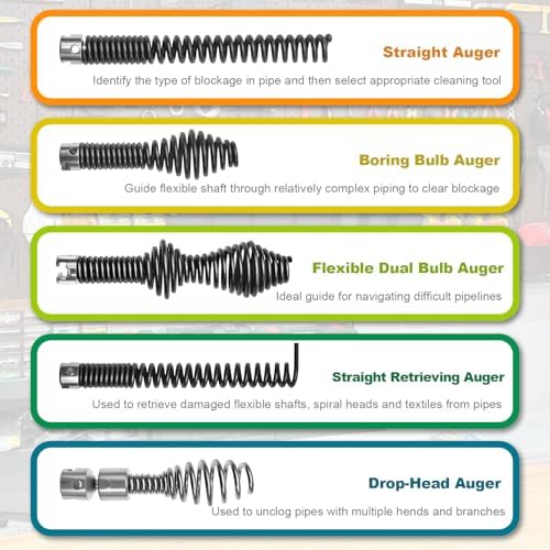 10Pcs Drain Snake Drill Attachment, Compatible with K-400, C-4, C-6, C-7, C-8, C-9, Drain Auger Cutter Kit for 5/8" Drain Snake Cable Heads Tips