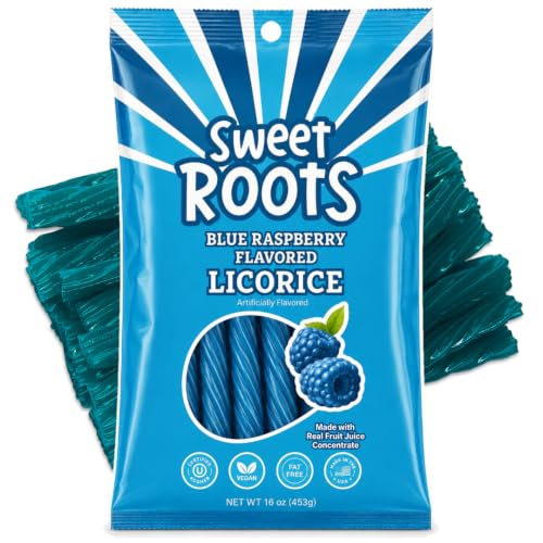 Sweet Roots Black Licorice Twists – 1 Bag (16 oz) – Jumbo Size Candy Sticks | Vegan, Fat Free, Kosher | Soft Gourmet Licorice Candy with Classic Black Licorice Flavor