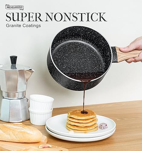 MICHELANGELO 3 Quart Saucepan with Lid, Nonstick Sauce Pan with Lid, Small Sauce Pot, Granite Coating Sauce Pan 3 Quart