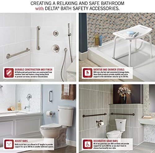 DELTA FAUCET 41918-SS Angular Modern Grab Bar, 18-Inch, Stainless, Brilliance Stainless Steel