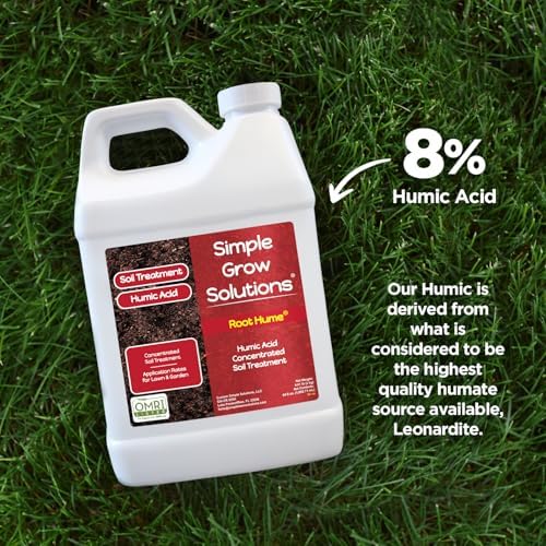 Raw Organic Soil Conditioner- Root Hume- Simple Grow Solutions- Natural Plant & Lawn Treatment- Nutrient Food Enhancer- Concentrated Liquid Humic - Grass, Tomatoes, Citrus, Flowers, Vegetables