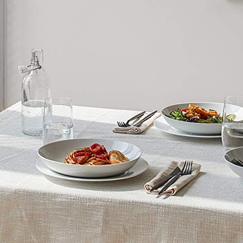 Y YHY 9" Pasta Bowls, 40oz Large Salad Bowls Set of 6, Wide Shallow Ceramic Bowls for Serving Soup, White Dinner Plates Set for Kitchen