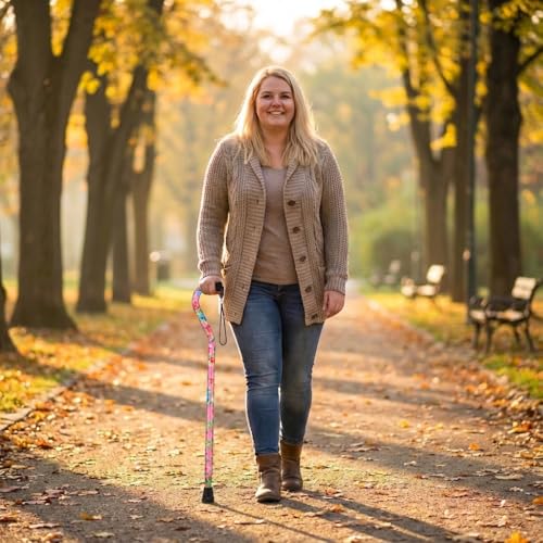 NOVA Heavy Duty Bariatric Walking Cane for Seniors, Men & Women – 500 lb Weight Capacity Offset Cane, Lightweight Adjustable Walking Stick with Soft Foam Grip, Wrist Strap & Non-Slip Tip