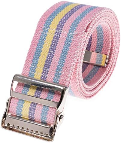 COW&COW Transfer and Gait Belt with Metal Buckle - Transfer Walking and Standing Assist Aid for Caregiver Nurse Therapist 2 inches (Beige with Stripes, 60")