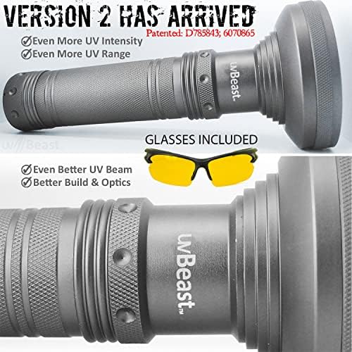 V2 385-395nm Black Light UV Flashlight | High Definition, Flood Effect, Commercial/Domestic Use, Works Even in Ambient Light, USA Stock