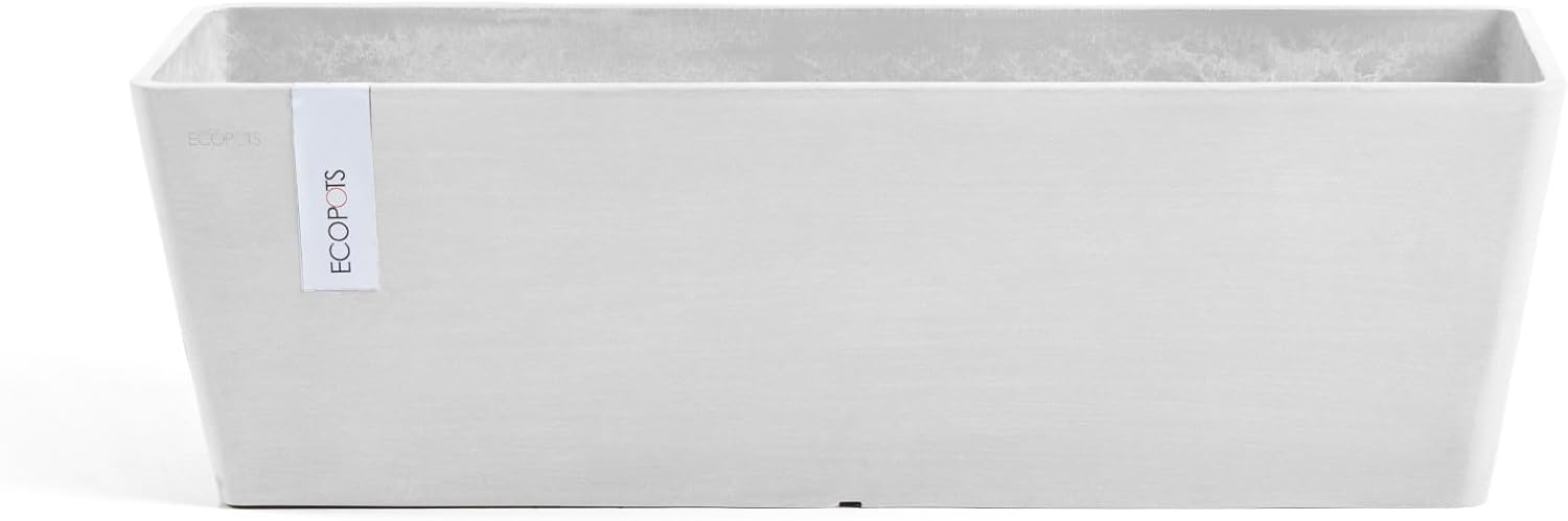 Ecopots Bruges Rectangular Flower Planter, Grey, 21.5" | Modern Style, Durable Recycled-Based Composite Construction, Weather and UV-Resistant, for Indoor/Outdoor Use