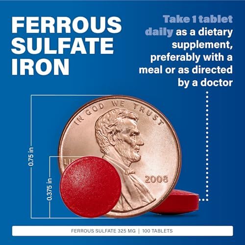 Major Ferosul - Ferrous Sulfate 325mg Tablets with 65mg of Elemental Iron - Iron Supplement for Women, Men - Red - 100 Count (1 Pack)