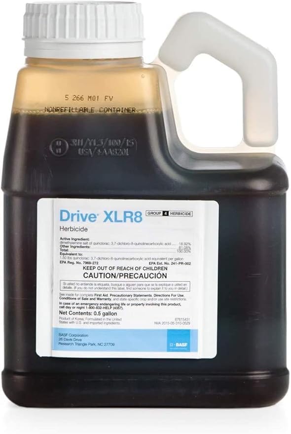 BASF Drive XLR8 Crabgrass Killer for Lawn & Turf, Post Emergent Grassy & Broadleaf Weed Control, Active Ingredient Quinclorac, 30 Day Residual