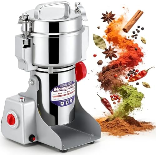 Moongiantgo Grain Mill Grinder Commercial Spice Grinder, 2500g Swing, 110V