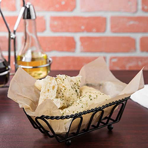 G.E.T. 4-33453 Black Oblong Braided Rim Metal Wire Basket Iron Powder Coated Wire Baskets Collection, Oval shape | Dishwasher safe, Braided design