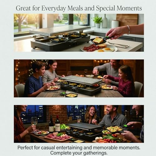 Artestia 1700W Raclette Electric Party Grill for 6–8 People | Korean BBQ Table Grill & Raclette Cheese Melting Grill, Nonstick & Granite Plates
