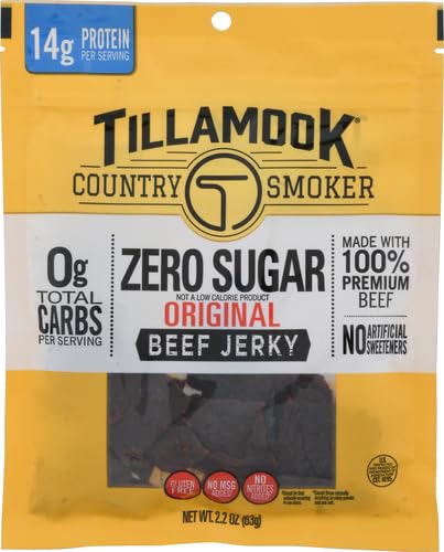 Tillamook Country Smoker Zero Sugar Keto Friendly Beef Jerky, Original, 2.2 Ounce