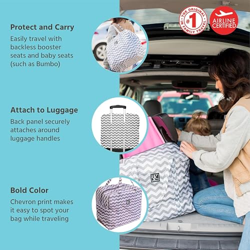 J.L. Childress Go-Go Travel Bag for Kids Backless Booster Seat - Compact Carrier for Airplane & Air Travel, For Toddler Backless Booster Car Seats, Fits Compact Strollers like GB Pocket - Deluxe, Grey