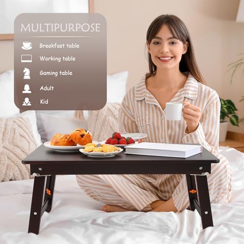Nnewvante Large Floor Desk Foldable Tray for Adults, Bamboo 33.5 x 17.7in