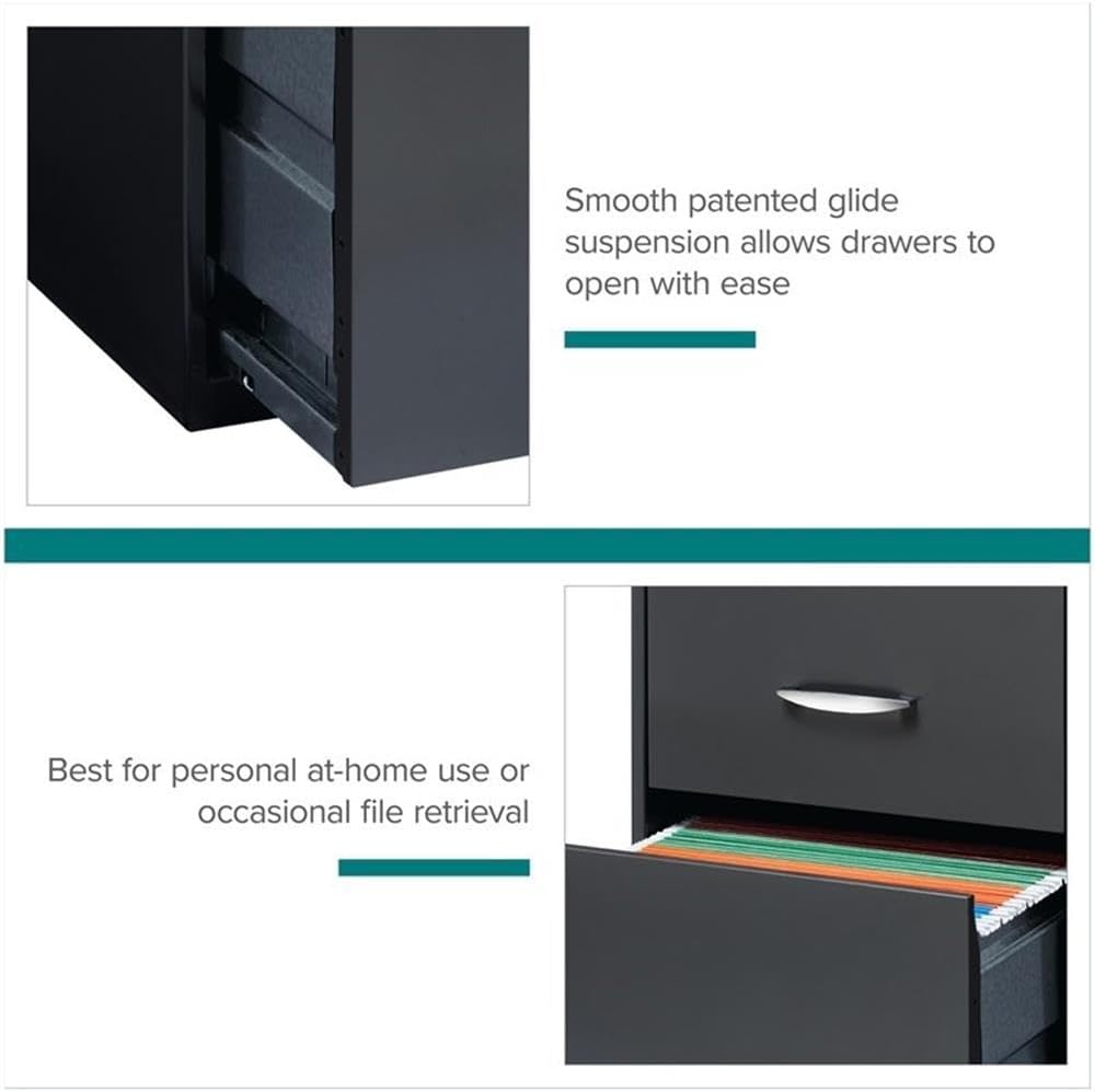 Pemberly Row 3 Drawers 27.32" Vertical Charcoal Metal Filing Cabinet Lockable Pre-Assembled Stationary Letter Size for Home, Office