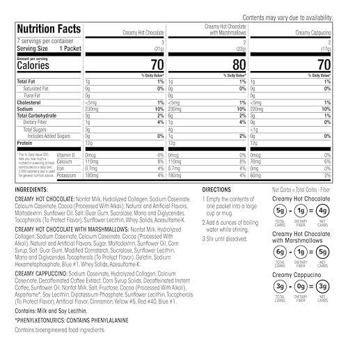 Wonderslim Protein Coffee Drink Mix with Casein Protein – 7 ct (Cappuccino) | With Collagen, 12g Protein, 70 Calories, Low Sugar, 3g Net Carbs, Keto Friendly, Gluten Free, GLP-1 Friendly Coffee Drink Mix
