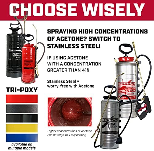 Chapin 3-Gallon Heavy-Duty Steel Compression Sprayer | Tri-Poxy coated steel tank resists corrosion for herbicides, fertilizers and pesticides