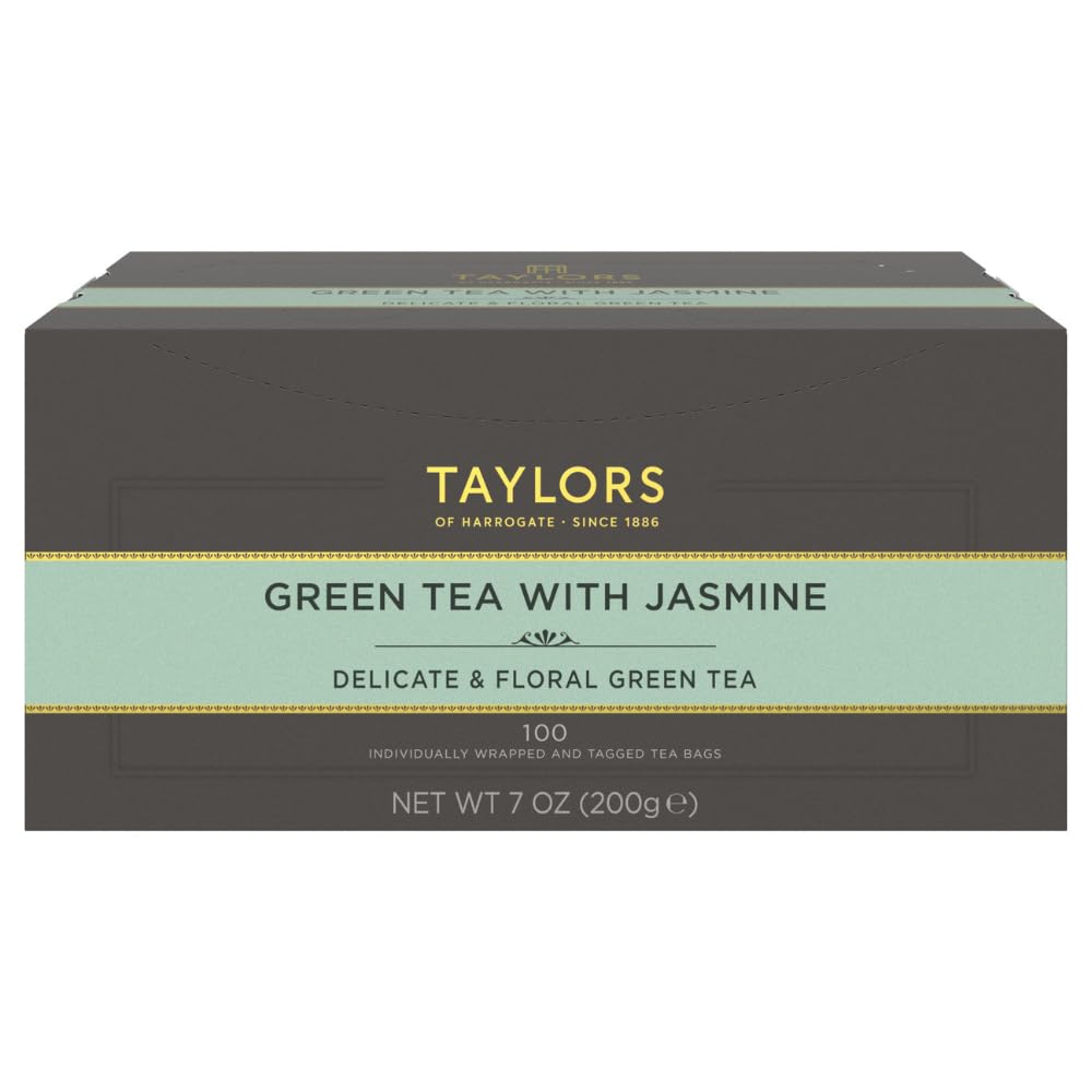 Taylors of Harrogate Green Tea with Jasmine, Individually Wrapped Bags, 20 Count (Pack of 1), Delicate, Floral & Sweet, Caffeinated, Enjoy Hot or Iced, 20 Teabags