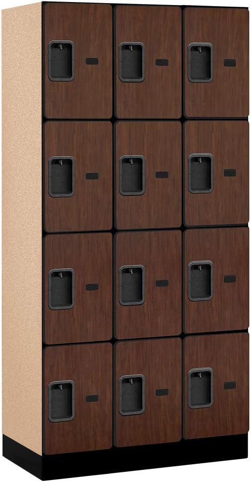 Salsbury Industries Four Tier Designer Wood Locker, Mahogany, 6' 3" x 18"