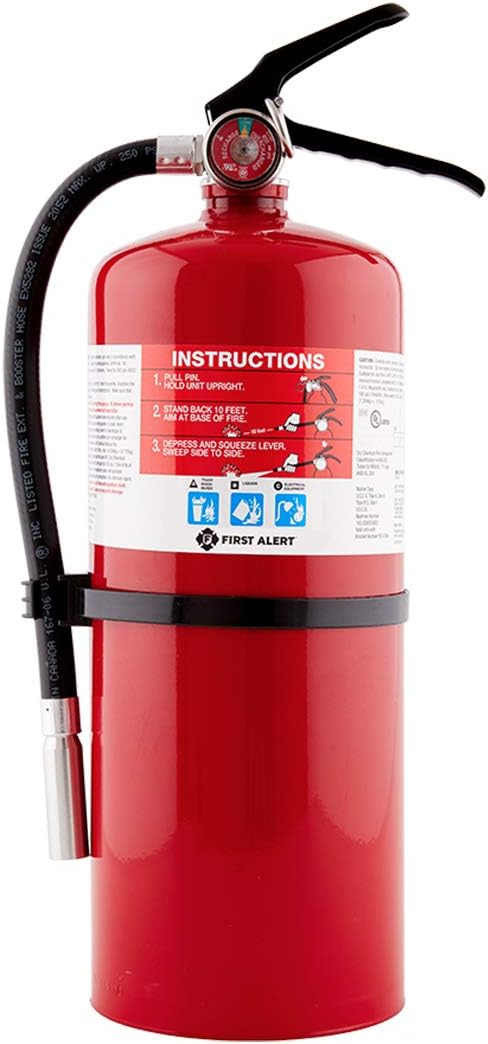 First Alert PRO5 Rechargeable Heavy Duty Plus Fire Extinguisher UL Rated 3-A:40-B:C, Red, 10 lbs | PRO5 Rechargable UL RATED 3-A:40-B:C, Red, 1-Pack