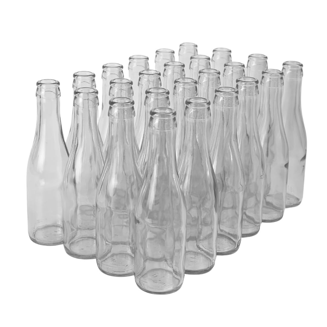 187 ml Clear Champagne Bottles, 24 per case | Empty Wine Bottles for homebrew, mead and Champagne | Fits #7 Corks