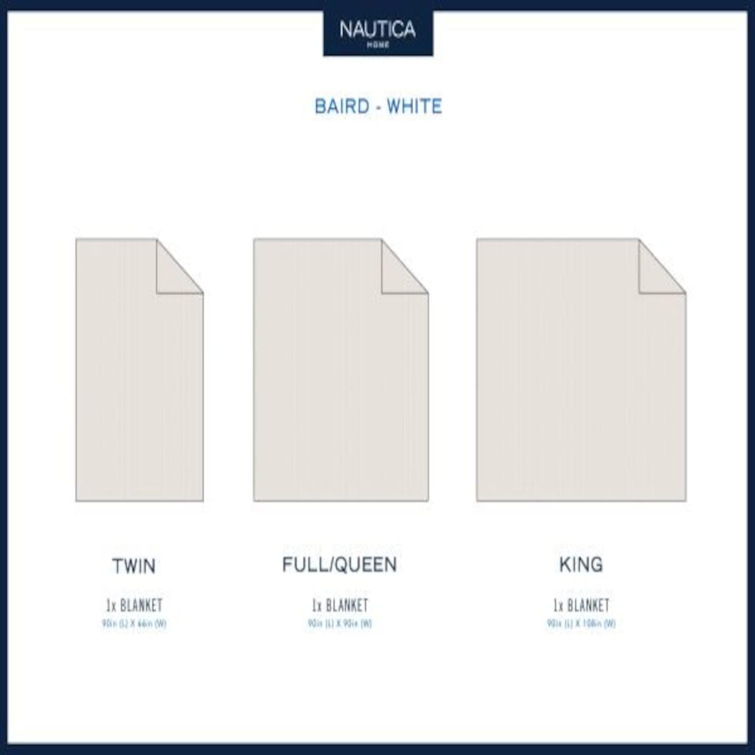 Nautica - Queen Blanket, Diamond Weave Cotton Bedding, Medium-Weight for All Seasons, Oeko-Tex Certified (Baird Navy)