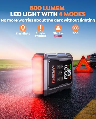 6000A 160PSI 9-in-1 Car Battery Jump Starter with Air Compressor & Air Blower (All Gas 12L Diesel)