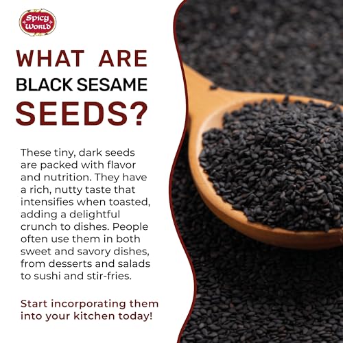 Raw Black Sesame Seeds 3 LB Bag - Natural - By Spicy World