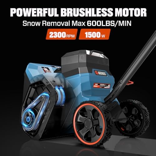 SENIX Cordless Snow Shovel, 40V | 13-Inch | 6-Inch | 8000mAh Snow Blower | 20FT Max Throw Distance, Plows 375lbs/Min, with Auxiliary Handle for Patio, Deck, Driveway