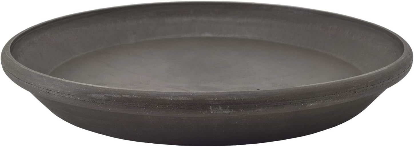 PSW Pot Collection AP25DC 10-inch Plastic/Stone/Wood Composite Plant Saucer Drip Tray – No Drainage Hole (Drillable), Indoor/Outer Water Tray, Dark Charcoal