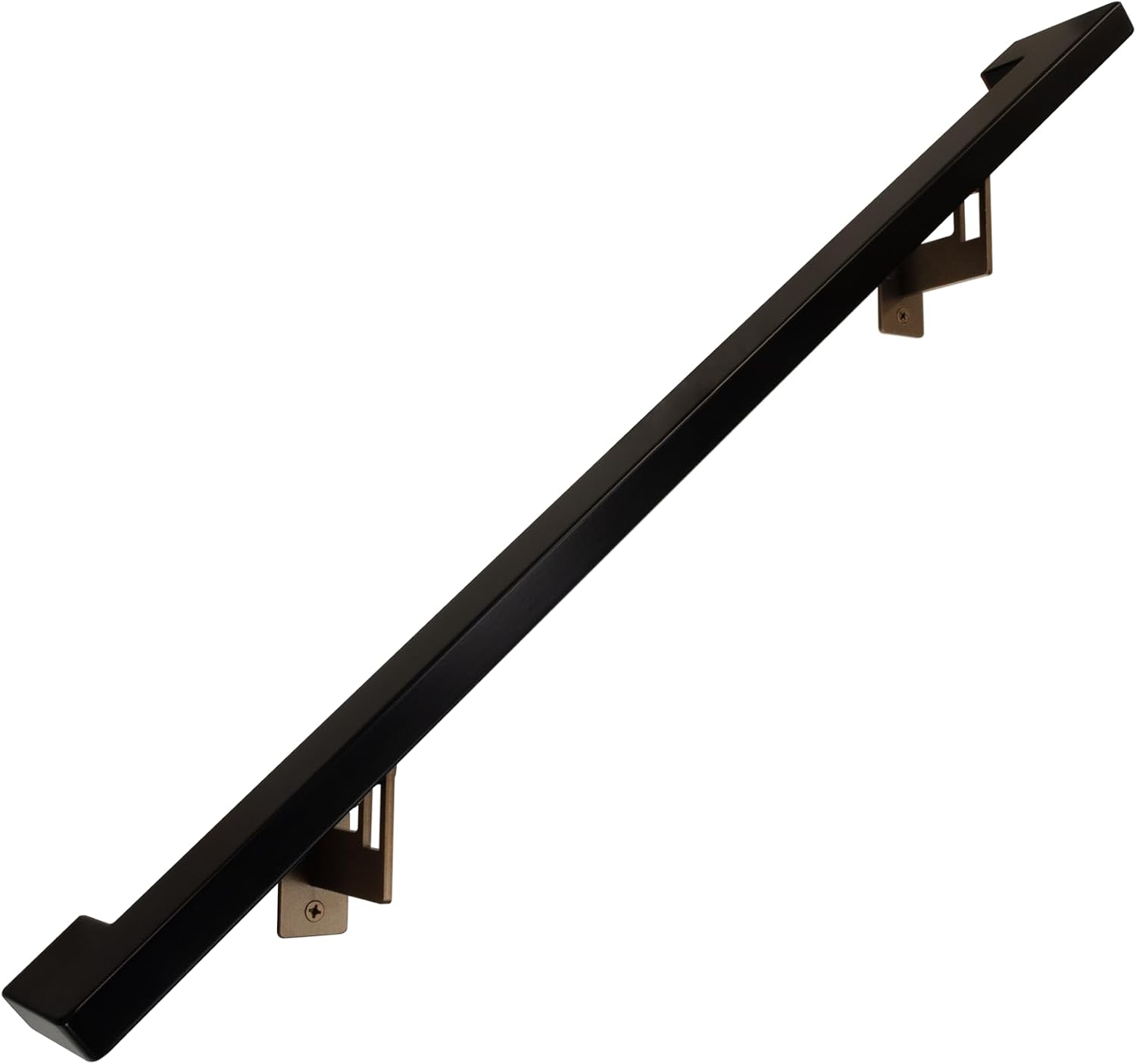 Modern Aluminum Handrail Grab Bar Kit, Adjustable Steel Brackets Included, Returns to Wall, Powder Coated Finish (Black, 4 Foot Handrail Set)