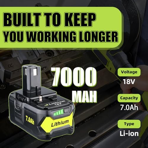 2 Pack 7.0Ah P108 Replacement for Ryobi 18V Battery High Performance Li-ion
